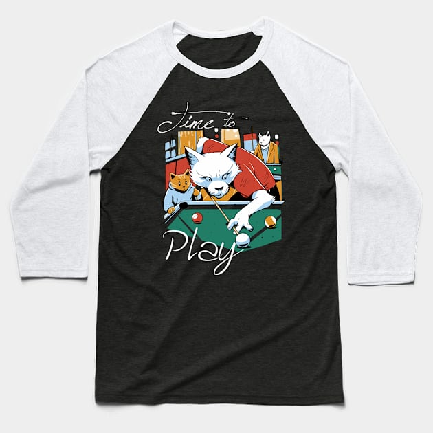 Cat Playing Pool Baseball T-Shirt by ArtRoute02